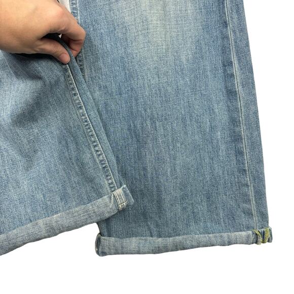 Levi’s LONG Limited Edition Wide Leg Rolled Hem Medium Wash 100% Cotton Jeans - Picture 6 of 12